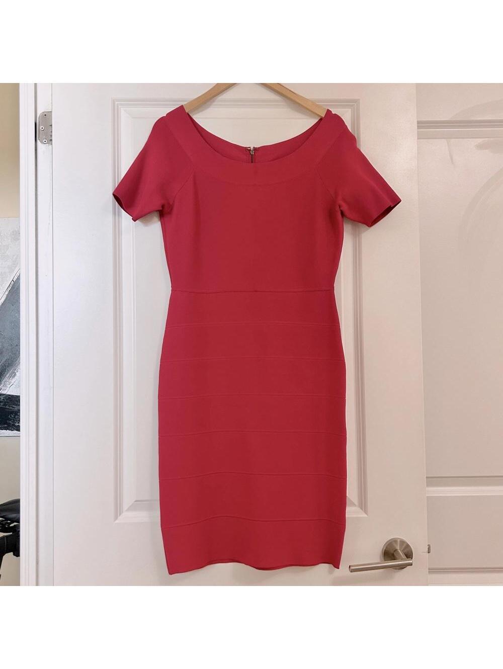 NEW BCBG MAXAZRIA Kisha Short Sleeve Bodycon Dress, magenta pink, size large